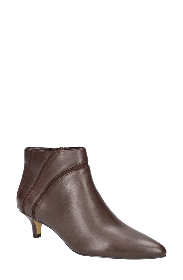 ベラヴィータ レディース シューズ ブーツ・レインブーツ 踵 Bella Vita Faraday Pointed Toe Kitten Heel Bootie Brown Leather 赤銅色