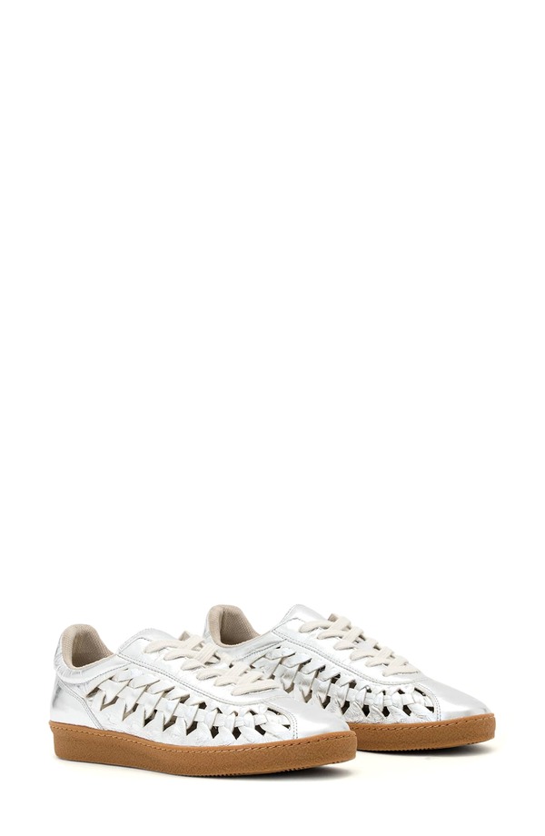 オールセインツ レディース シューズ スニーカー AllSaints Velma Woven Sneaker Silver Shine シルバー|ReVida 店