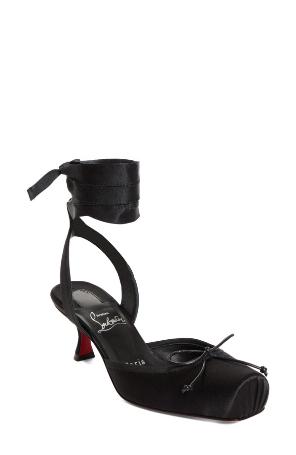 クリスチャン・ルブタン レディース シューズ パンプス スピード競技 Christian Louboutin Cassia Lace-Up Slingback Pump Black/ Black 黒いこと