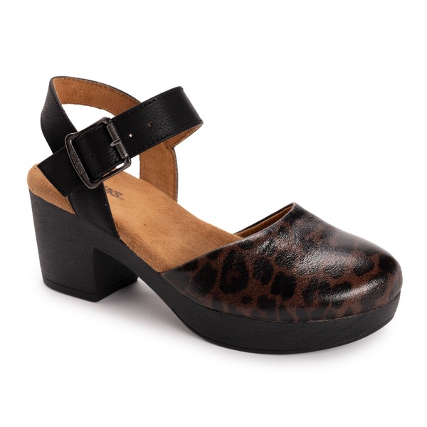ムクルクス レディース シューズ サンダル MUK LUKS Merritt Quarter Strap Clog Leopard/ Black ブラック｜ReVida 店