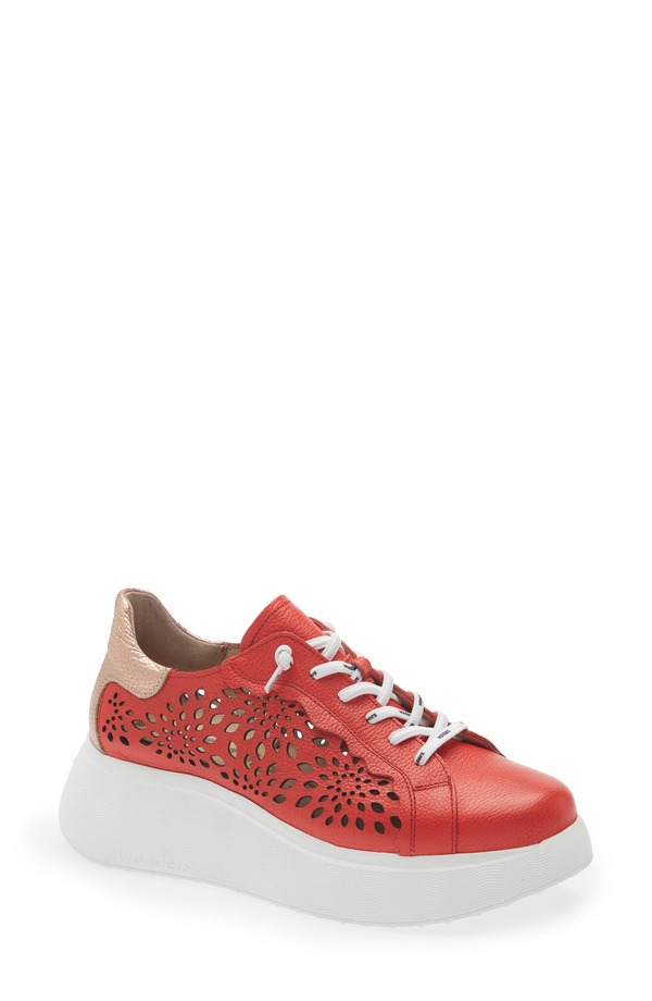 ワンダーズ レディース シューズ スニーカー カットアウト プラットフォーム Wonders Laser Cutout Platform Sneaker Flame/ Rame|ReVida 店