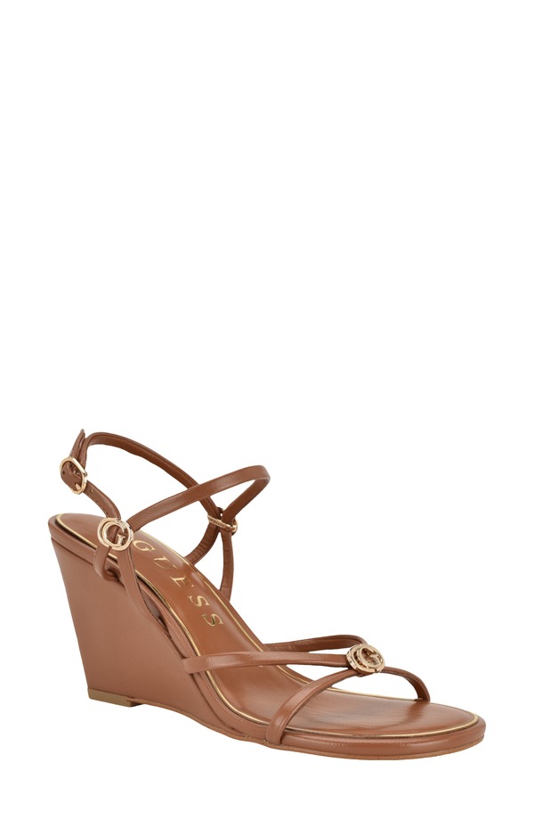 ゲス レディース シューズ 踵 サンダル GUESS Devve Slingback Wedge Sandal Medium Brown 赤銅色