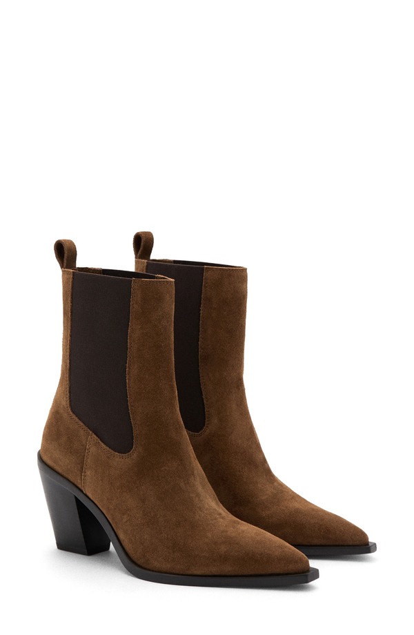 マンゴ レディース シューズ ブーツ・レインブーツ スエードクロス アンクル MANGO Suede Ankle Bootobacco Brown 赤銅色