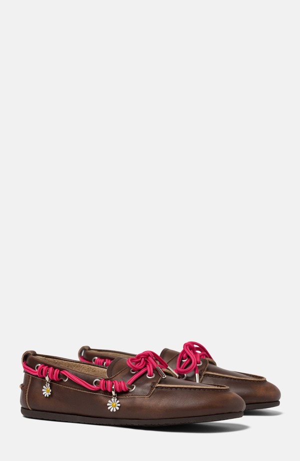 スカロッソ レディース シューズ スリッポン・ローファー SCAROSSO Avery Boat Shoes Brown - Calf 赤銅色
