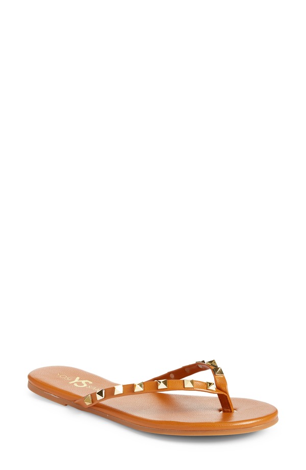 ヨシサムラ レディース シューズ サンダル Yosi Samra Rivington Stud Flip Flop Cognac