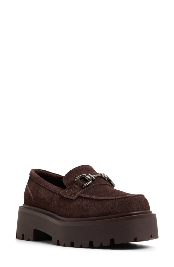 アルド レディース シューズ スリッポン・ローファー プラットホーム ALDOneameth Platform Lug Sole Loafer Dark Brown 赤銅色