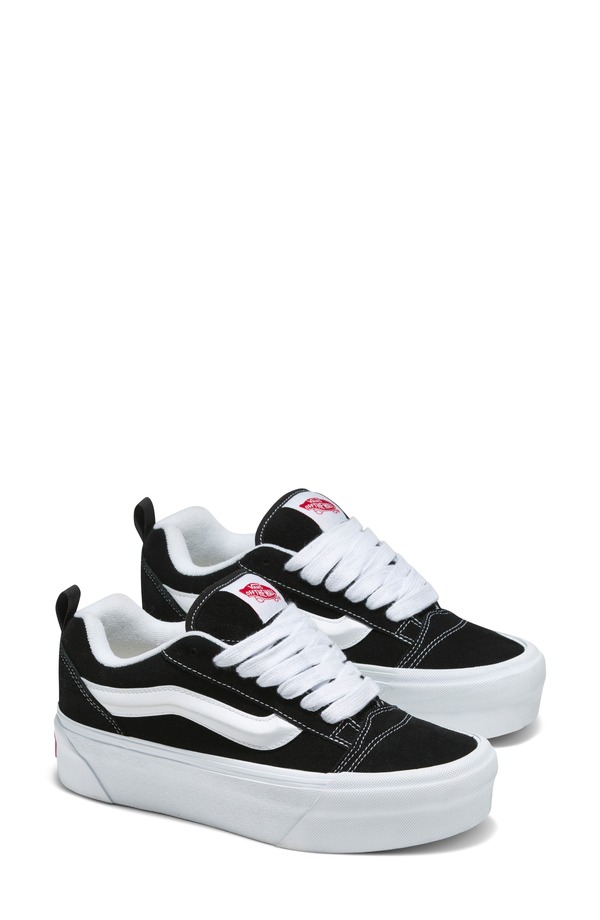 バンズ レディース シューズ スニーカー Vans Knu Skool Stack Sneaker Black/True White 白いこと