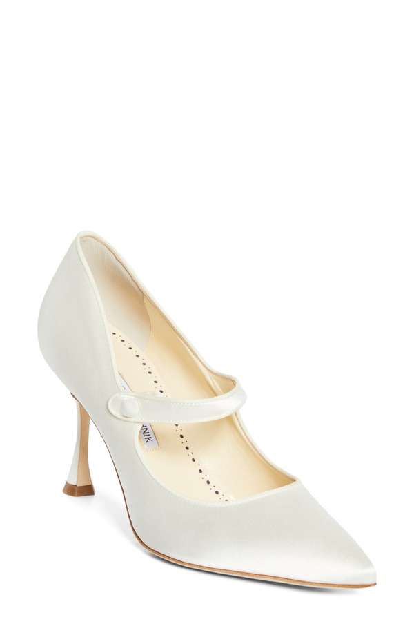 マノロ ブラニク レディース シューズ パンプス Manolo Blahnik Camparinew Bridal Pointed Toe Mary Jane Pump Light Cream 皮膚軟化剤