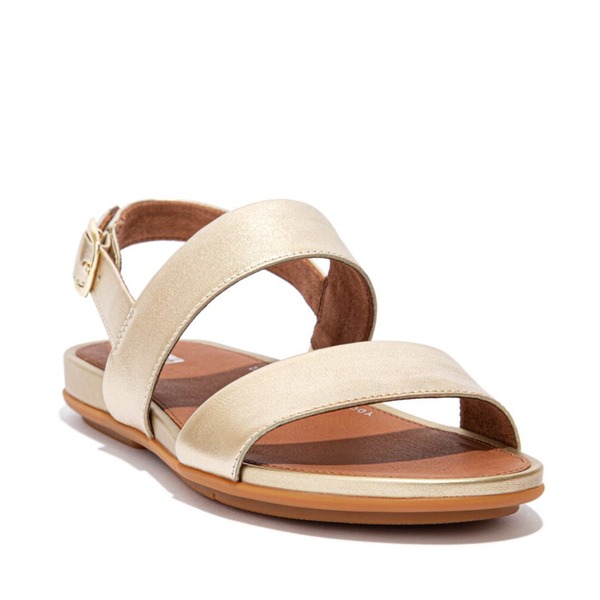 相応うフロップ レディース シューズ 踵 サンダル なめし革 FitFlop Gracie Leather Back Strap Sandals Platino