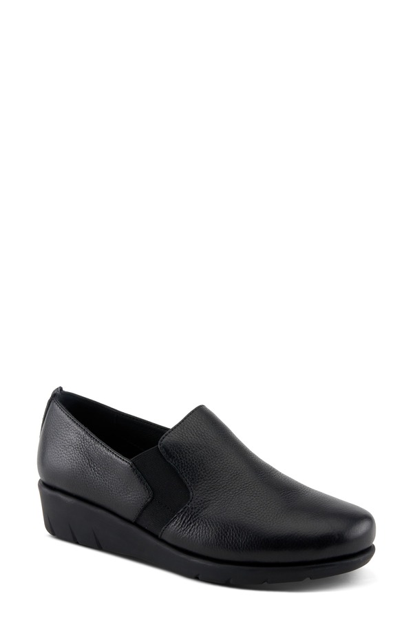 発条足取り レディース シューズ スニーカー Spring Step Arete Wedge Slip-On Sneaker Black 黒いこと