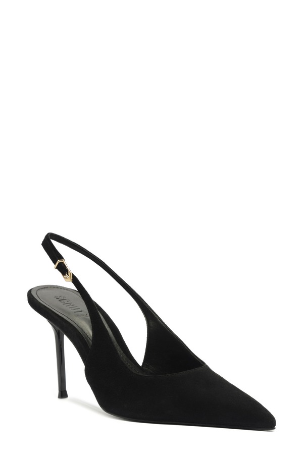 シュッツ レディース シューズ パンプス Schutz Alicia Pointed Toe Slingback Pump Black 黒いこと