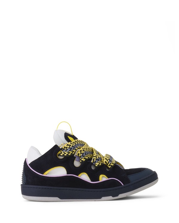 ランバン レディース シューズ スニーカー レザー Lanvin Curb Leather Sneakers Navy Blue/Light Purple ネイビー|ReVida 店