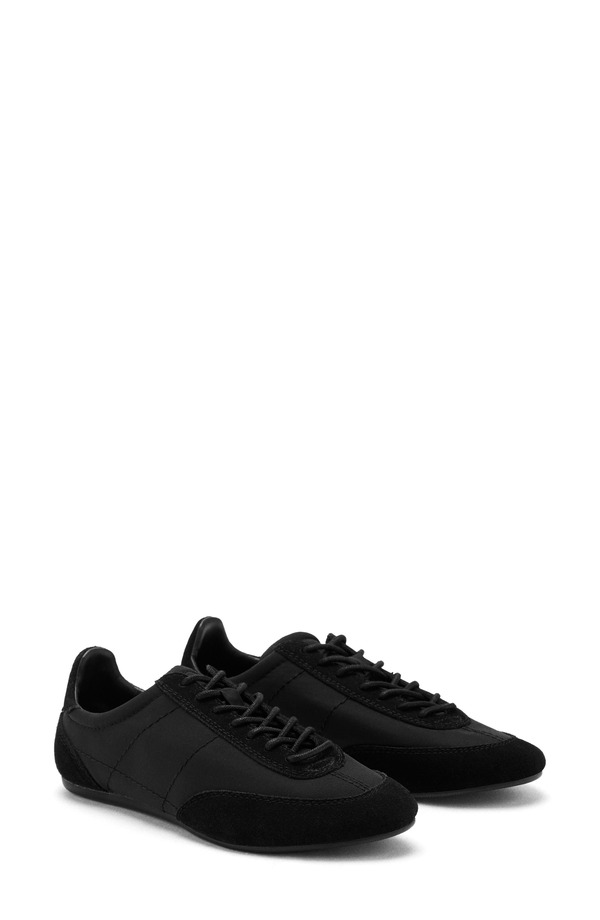 マンゴ レディース シューズ スニーカー MANGO Mixed Media Sneaker Black 黒いこと
