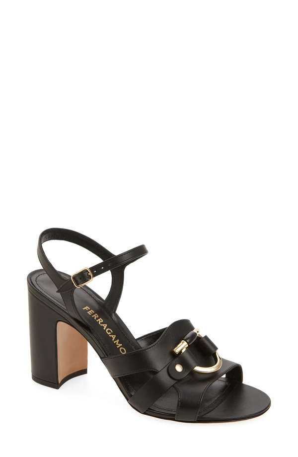 フェラガモ レディース シューズ サンダル アンクル 踵 FERRAGAMO Lumya Gancio Ankle Strap Block Heel Sandal Black 黒いこと