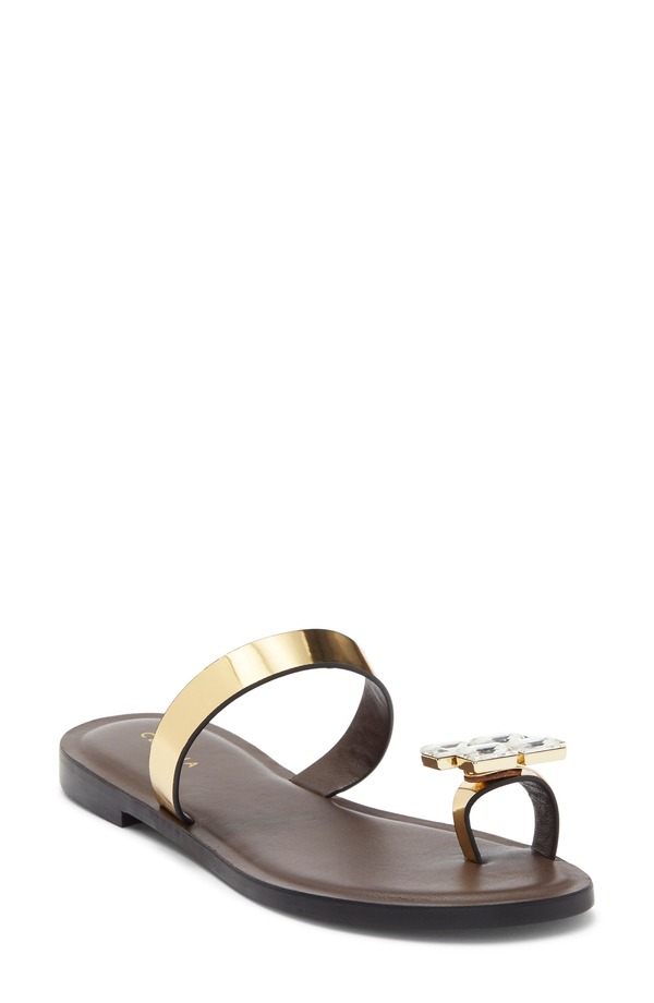セシリア ニューヨーク レディース シューズ サンダル Cecelia New York Demi Toe Loop Sandal Dark Brown/ Gold ブラウン｜ReVida 店
