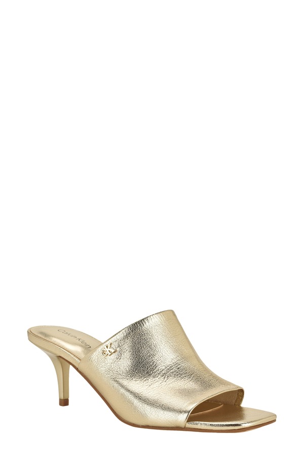 カルバンクライン レディース シューズ 踵 サンダル Calvin Klein Chaney Sandal Gold Leather ゴールド