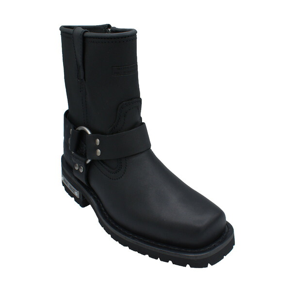 居住地テック レディース シューズ ブーツ・レインブーツ AdTec 7\" Side Zipper Harness Boots Black 黒いこと"