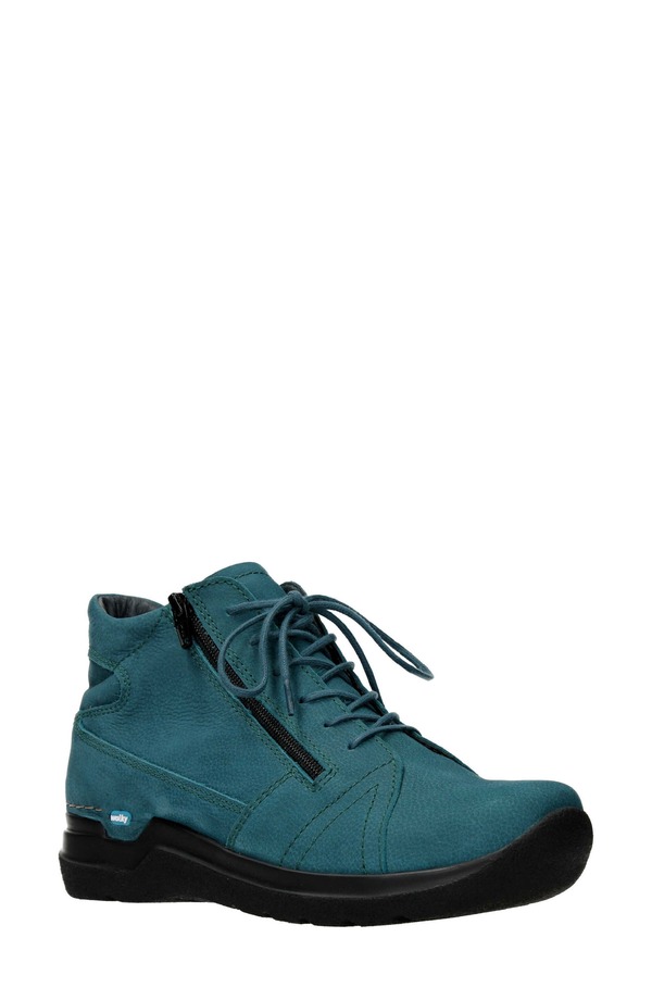 ウォルキー レディース シューズ スニーカー Wolky Why Wateresistant Sneaker Petrol Antique Nubuck