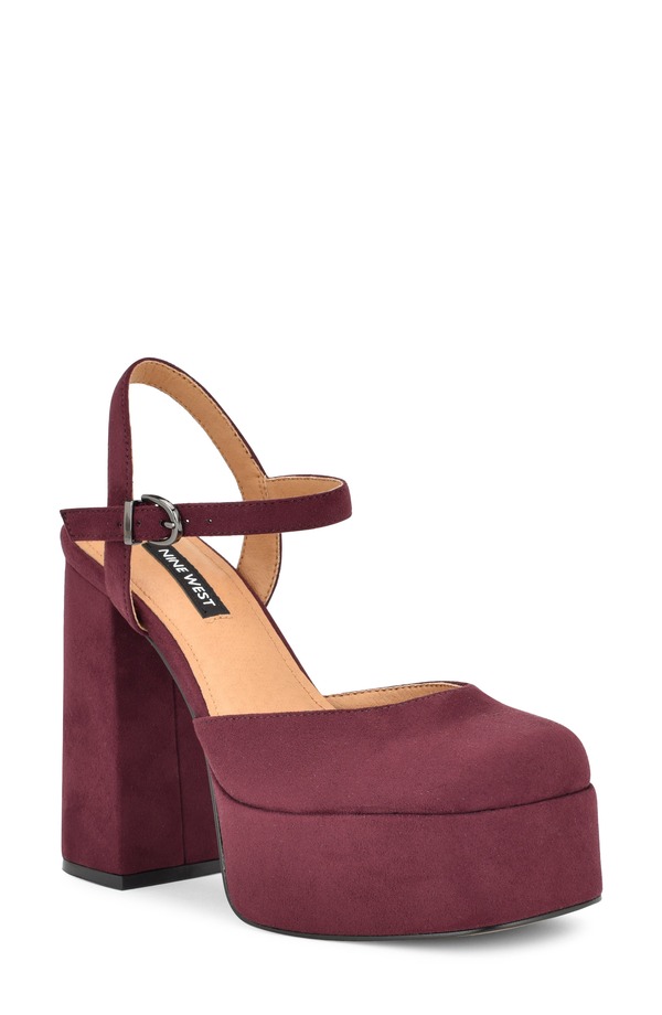 ナインウェスト レディース シューズ 踵 プラットホーム Nine Westacie Platform Pump Dark Red 赤いこと