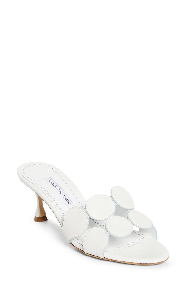 マノロ ブラニク レディース シューズ サンダル 踵 Manolo Blahnik Haribalmu Kitten Heel Sandal White/ Light Blue 白いこと