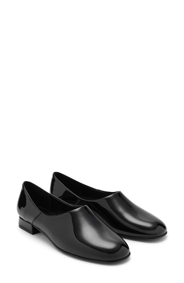 マンゴ レディース シューズ サンダル なめし革 フェイクレザー MANGO Patent Faux Leather Flat Black 黒いこと 靴-レディース靴-コンフォートサンダル