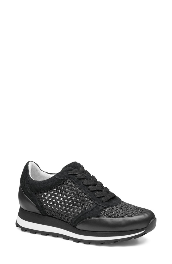 ジョンストンアンドマーフィー レディース シューズ スニーカー ニット Johnston & Murphy Piper Knit Panel Sneaker Black Suede/Crochet ブラック|ReVida 店