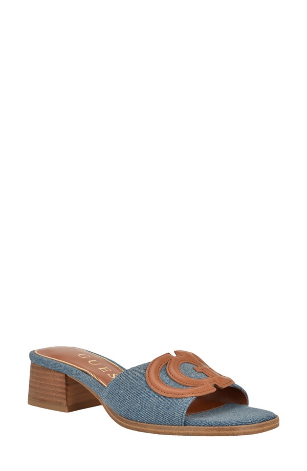 ゲス レディース シューズ 踵 サンダル GUESS Cerinna Block Heel Sandal Medium Blue 420 青み
