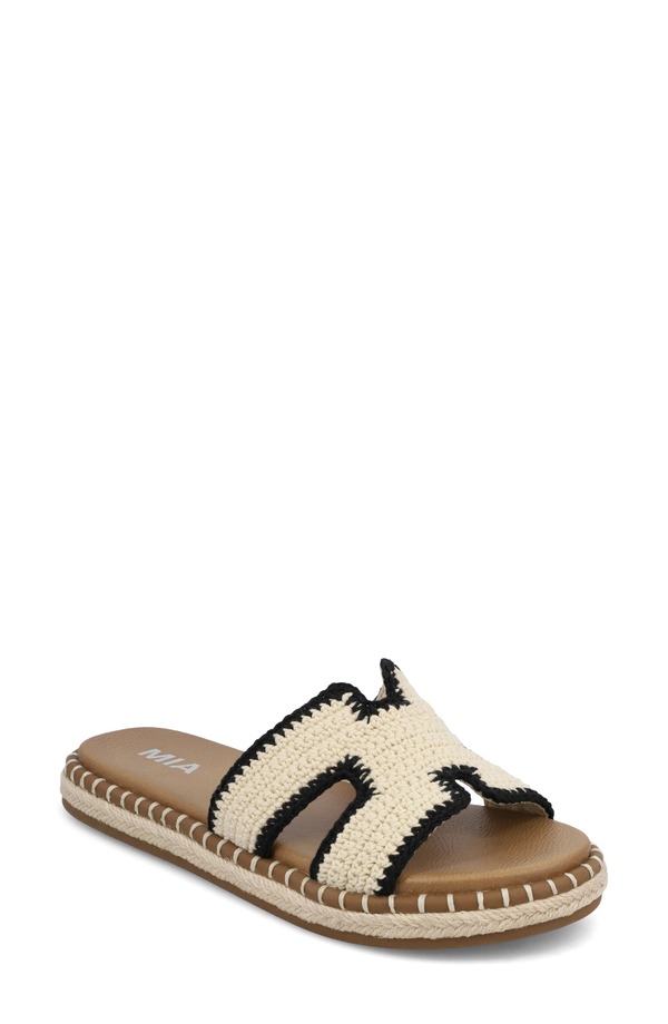 ミア レディース シューズ サンダル MIA Sabine Slide Sandal Black/ Off-White 象牙色
