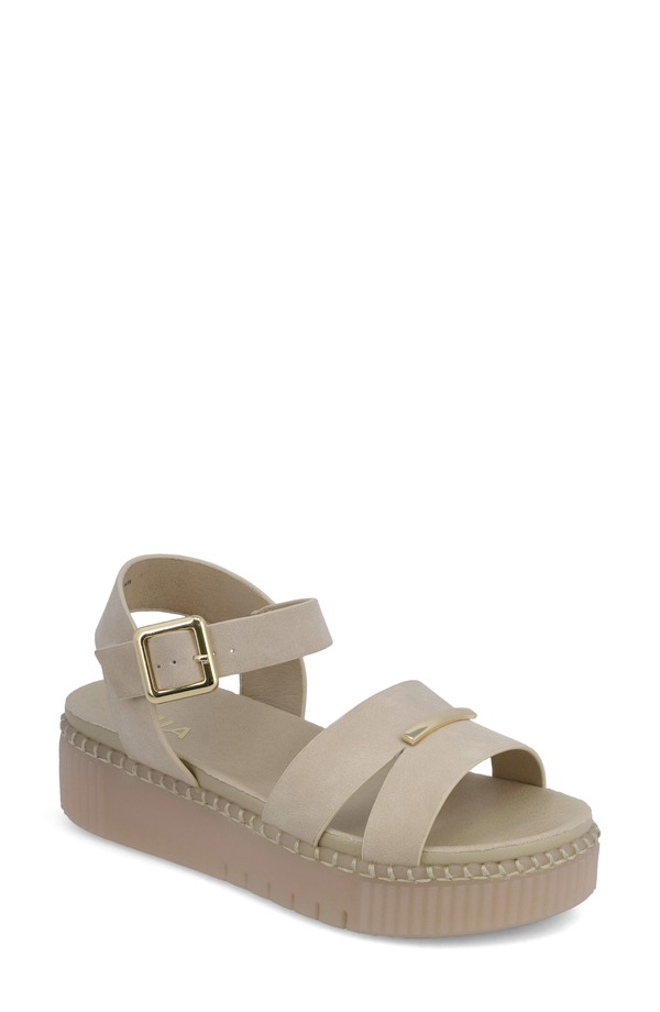 ミア レディース シューズ 踵 プラットホーム サンダル アンクル MIA Jacklyn Ankle Straplatform Sandal Ecru エクリュ
