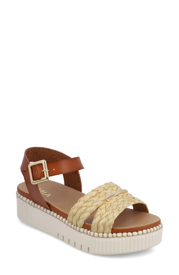 ミア レディース シューズ 踵 プラットホーム サンダル アンクル MIA Jacklyn Ankle Straplatform Sandal Tan タン