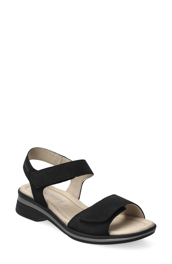 メフィスト レディース シューズ 踵 サンダル アンクル 御花 Mephisto Floraline Ankle Strap Sandal Black 黒いこと