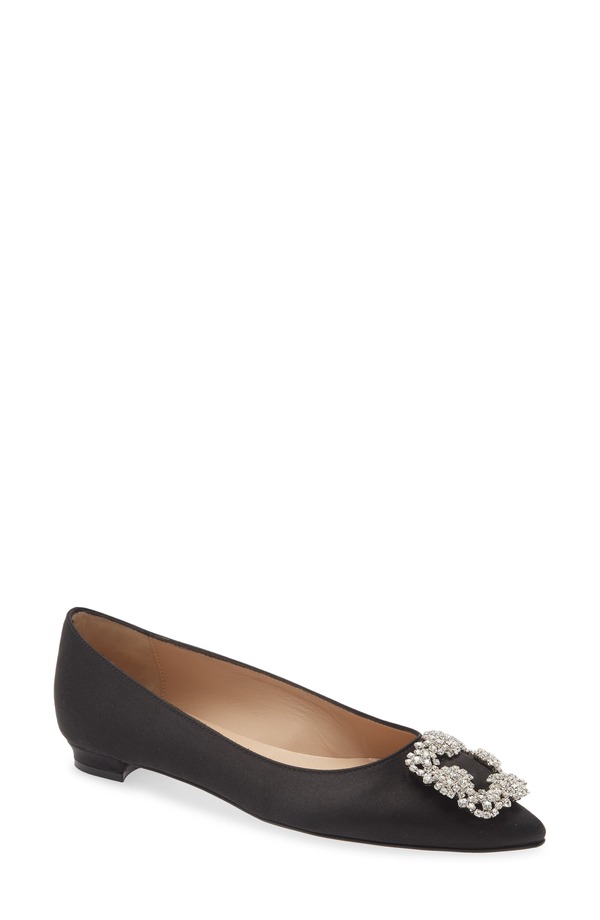 マノロ ブラニク レディース シューズ パンプス Manolo Blahnik Hangisi Flat Black 黒いこと