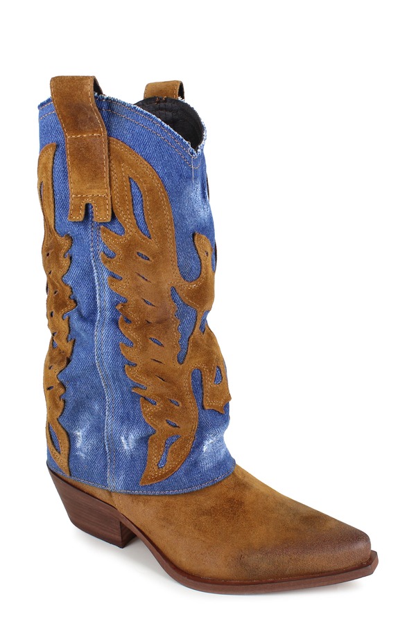 【送料無料】 ジジ レディース ブーツ・レインブーツ シューズ Elif Western Boot Tan Blue D