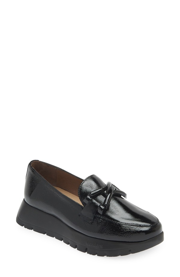 ワンダーズ レディース シューズ スリッポン・ローファー プラットホーム Wonders Ath-Leisure Platform Loafer Black Patent Lea 黒いこと