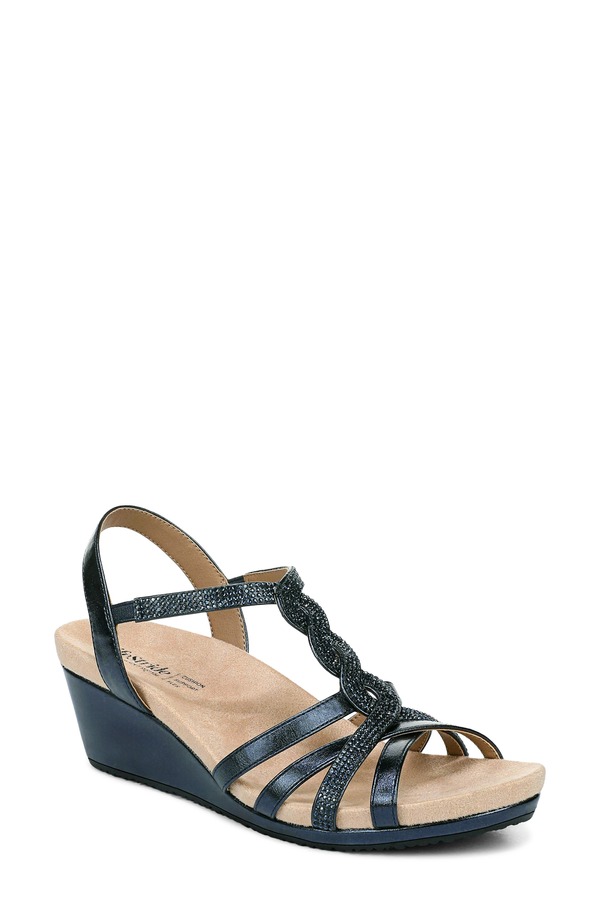 ライフストライド レディース シューズ サンダル LifeStride Miami Slingback Wedge Sandalux Navy-Dm 米国海軍