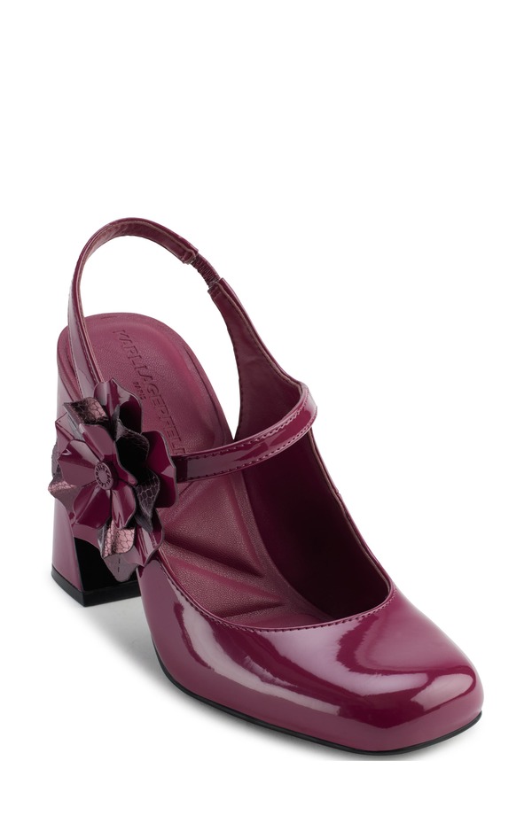 長い巻き毛 ラガーフェルド レディース シューズ パンプス KARLAGERFELD PARIS Pierra Slingback Pump Red Plum 赤いこと