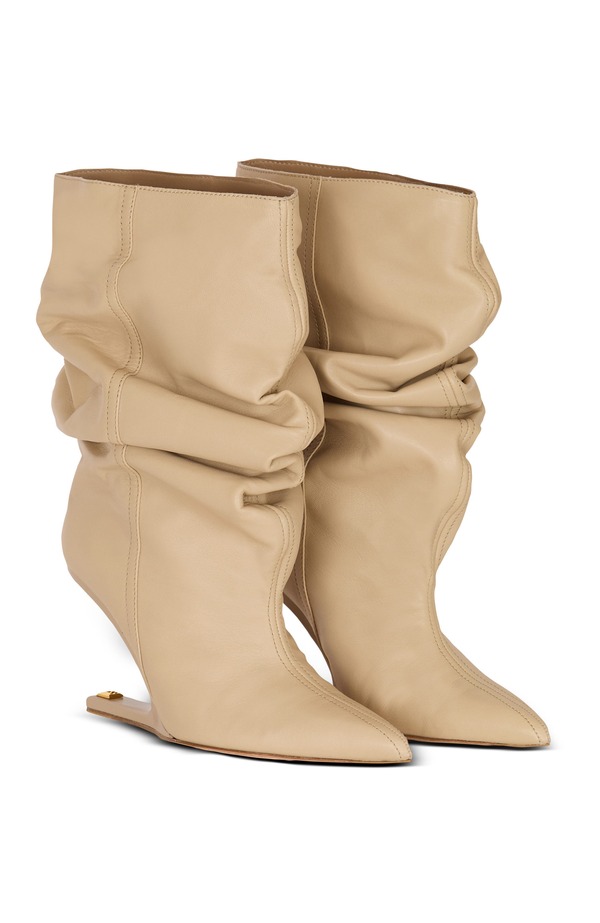 バルマン レディース シューズ ブーツ・レインブーツ アンクル なめし革 Balmaino Wedge smooth leather ankle boots Beige ベージュ