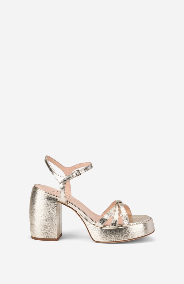 エージーエル レディース シューズ 踵 サンダル AGL Clio Sandal withigheel Platinum Leather