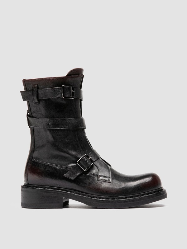 オフィチーネクリエイティブ レディース シューズ ブーツ・レインブーツ なめし革 Officine Creative Dakota 004 Leather Buckle Boots Burgundy バーガンディ