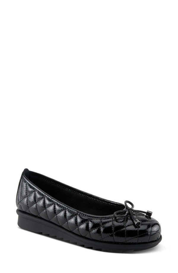 春月踏み段 レディース シューズ スリッポン・ローファー キルティング Spring Step Ballequina Quilted Loafer Black Patent 黒いこと