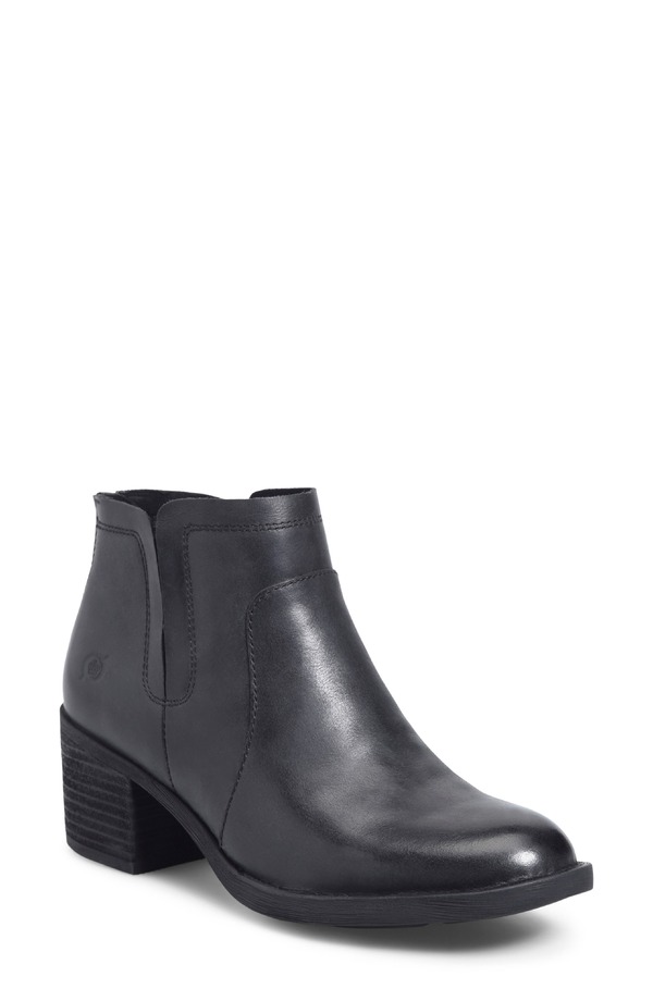 バーン レディース シューズ ブーツ・レインブーツ Brn Reece Bootie Black Leather 黒いこと