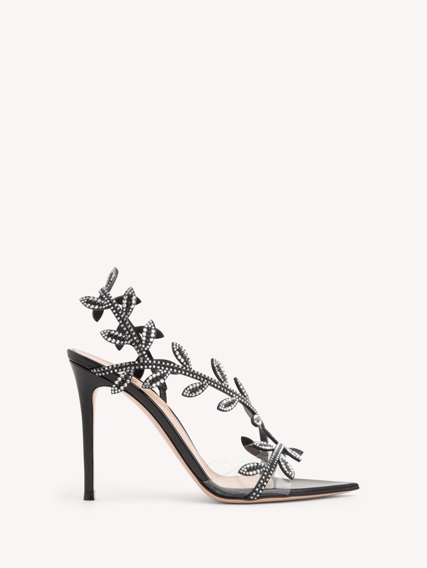 ジャンヴィト ロッシ レディース シューズ サンダル Gianvito Rossi Crystal Flavia Sandal Black Leather 黒いこと