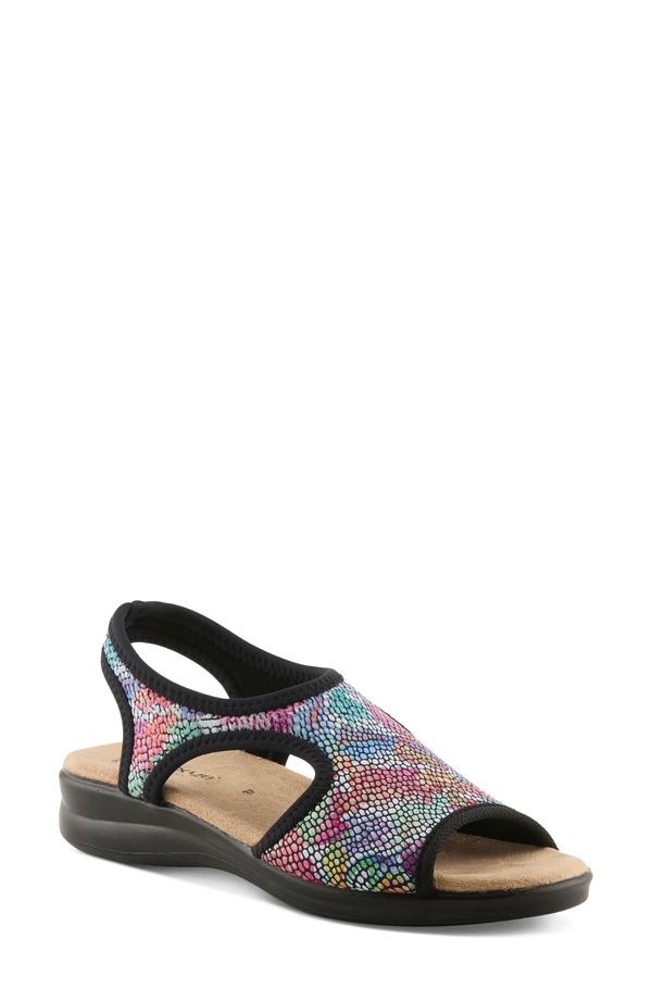 フレクサス レディース シューズ サンダル Flexus by Spring Step Nyaman Slingback Sandal Black Multi 黒いこと レディース靴-靴