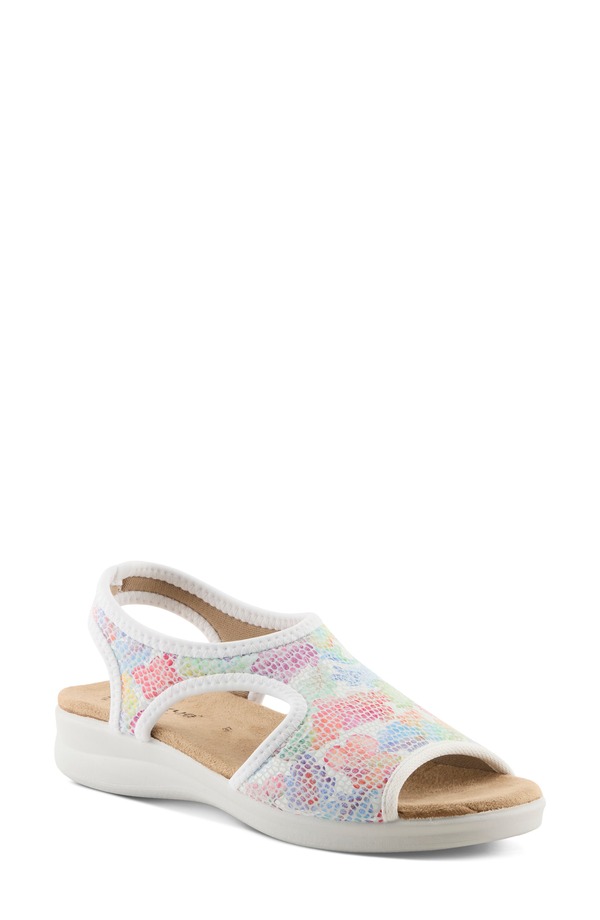 フレクサス レディース シューズ サンダル Flexus by Spring Step Nyaman Slingback Sandal White Multi 白いこと レディース靴-靴-コンフォートサンダル