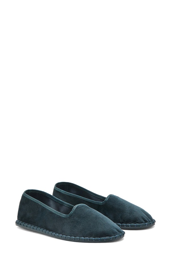 マンゴ レディース シューズ スリッポン・ローファー MANGO Velour Loafer Navy 米国海軍