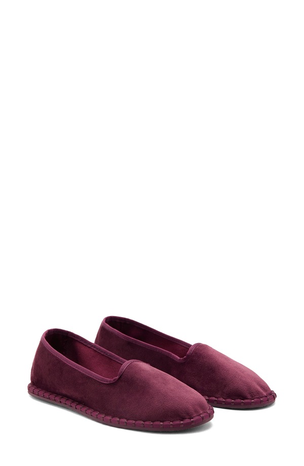 マンゴ レディース シューズ スリッポン・ローファー MANGO Velour Loafer Wine ぶどう酒