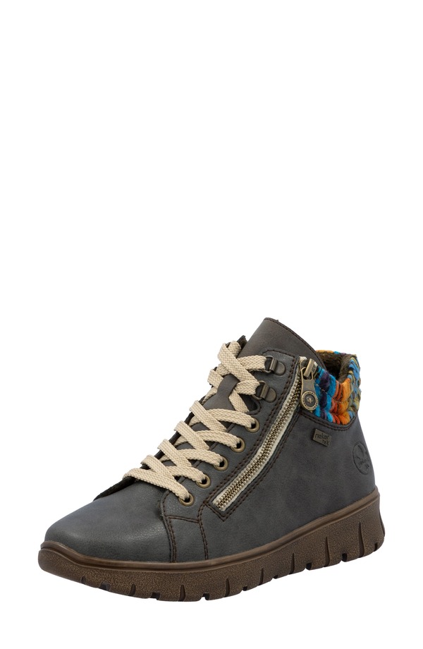 ロバート・エドワード・リー鉄道車両 レディース シューズ ブーツ・レインブーツ Rieker Heikie 05 Boot Basalt/ Orange-Multi/ Basalt オレンジ色