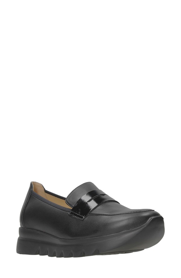 ウォルキー レディース シューズ スリッポン・ローファー プラットホーム Wolky Snoafer Platform Wedge Penny Loafer Black 黒いこと