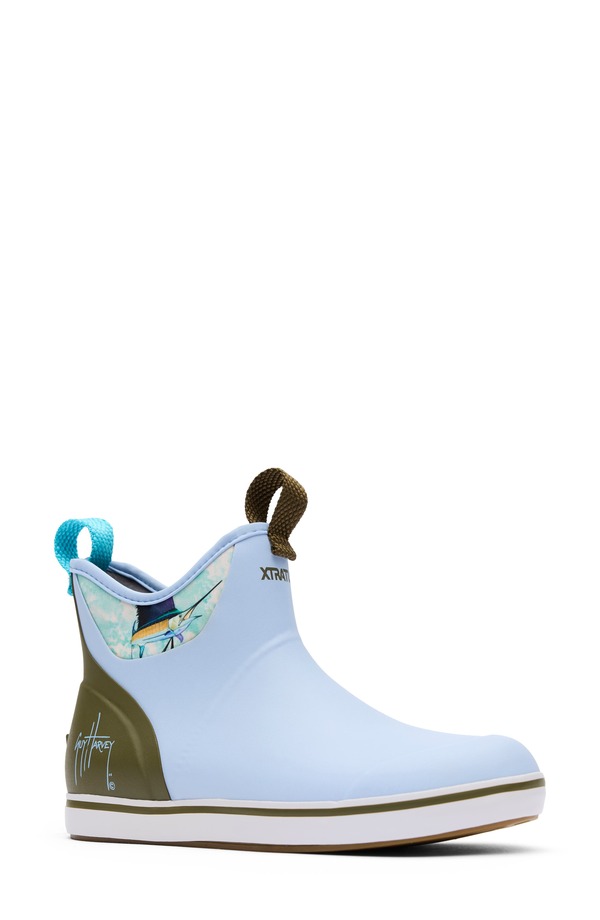 エクストラタフ レディース シューズ ブーツ・レインブーツ アンクル XTRATUF x Guy Harvey Waterproof Ankle Deck Boot Sky Blue Marlin 青碧