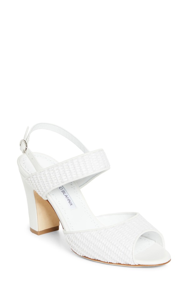 マノロ ブラニク レディース シューズ サンダル Manolo Blahnikhiko Slingback Sandal White 白いこと